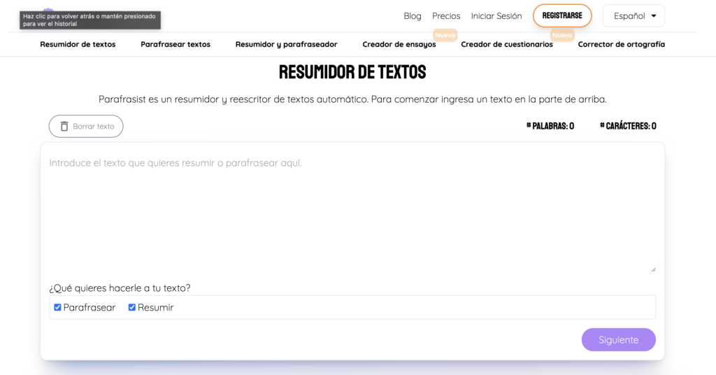 Cómo usar Parafrasist
